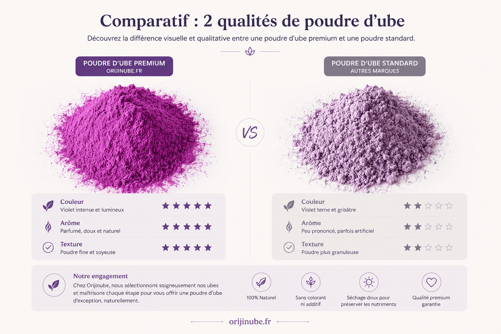 Lot 5 sachets - Livraison OFFERTE - Poudre d'Ube Bio 100% Pure - Igname Violet Premium 100g - Orijinube